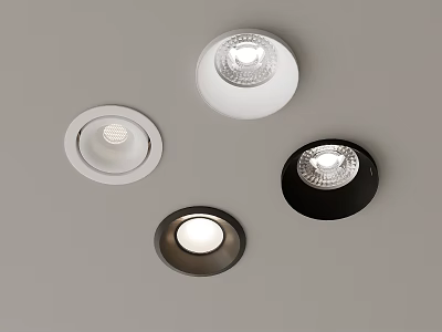 Modern Recessed Downlights With White Black And Silver Finishes For Ceiling Lighting 3d model