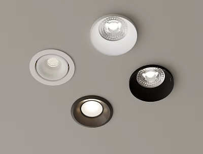 Modern Recessed Downlights With White Black And Silver Finishes For Ceiling Lighting 3d model