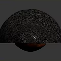 Halved Avocado with Yellow Flesh and Red Seed on Gray Background