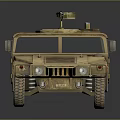 Desert Tan Military Vehicle With Mounted Machine Gun Open Door And Rugged Tires