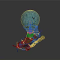 Cosmic Steampunk Spacecraft With Blue Celestial Sphere And Wooden Brass Propellers