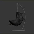 Stylish Hanging Chair With Checkered Pattern Cushion And Metal Stand Steering Wheel Design