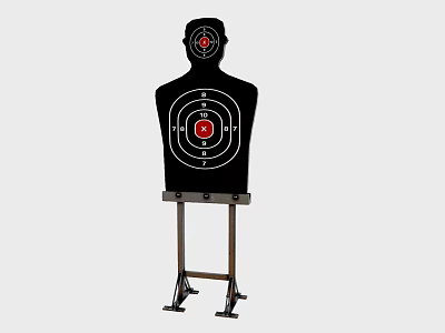 Human Silhouette Shooting Target With Bullseye Markings And Metal Stand 3d model