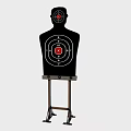 Human Silhouette Shooting Target With Bullseye Markings And Metal Stand