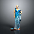 Man In Stylish Blue Long Dress Standing Against Neutral Studio Backdrop