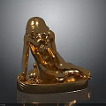 Decorative Furniture Piece Featuring Golden Reclining Human Figure Sculpture With Shiny Base