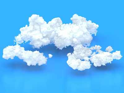 Cloud Shaped Decorative Ornament Set For Home Decor On Blue Background 3d model