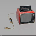 Red Vintage TV With Black Screen Retro Design Top Control Panel Classic Electronic Appliance