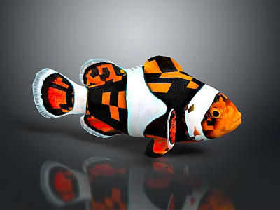 Colorful Striped Clownfish With Orange Black And White Patterns On Dark Background 3d model