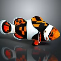 Colorful Striped Clownfish With Orange Black And White Patterns On Dark Background