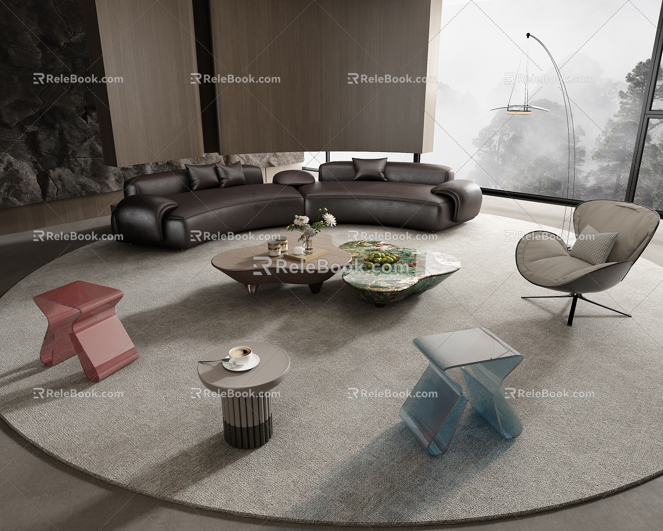 Modern Minotti Curved Sofa Combination 3d model