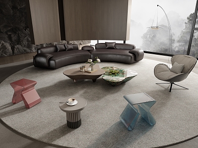 Modern Minotti Curved Sofa Combination 3d model