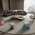 Modern Minotti Curved Sofa Combination 3d model