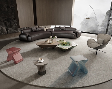 Modern Minotti Curved Sofa Combination 3d model