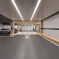 Modern Garage Interior Design With Circular Floor Illuminated Lines And Metal Walls