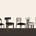 Various Styles of Dining Chairs with Wooden Frames Leather Seats and Rattan Backs