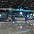 Modern Enterprise Theme Exhibition Hall With Tech Displays And Interactive Areas 3d model