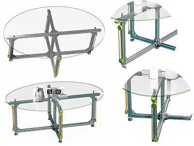Modern Glass Top Coffee Table With Metal Frame And Adjustable Structure Design 3d model