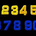 Decorative Inflatable Yellow Numbers 8 4 5 on Black Background