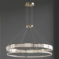 Modern Circular Chandelier With Gold Top And Silver Ring Design Structure
