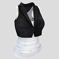 Stylish Black Sleeveless Cropped Vest Layered Over White Tank Top Fashion