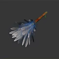 Feather Duster Household Cleaning Tool With Red Handle And Soft Gray White Feathers 3d model