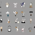 Rabbit moon lamp modern reading lamp creative table lamp bear table lamp children table lamp 3d model