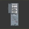 Blue Electrical Distribution Box With Open Door And Internal Safety Components