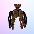 Yellow Robot Mechanical Creature With Large Blue Eyes Black Tubes And Metal Structure