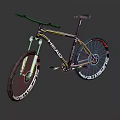 Mountain Bike With Black Yellow Frame White Red Wheels On Modern Black Background