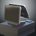 Modern Dual Screen Cash Register Terminal Device For Retail Use On Stand