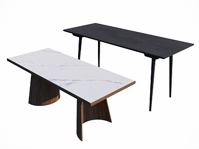Modern Coffee Table with White Marble Top and Brown Wooden Base Design 3d model