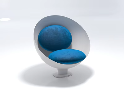 Modern Bar Stool With White Frame And Blue Cushion Stylish Design 3d model