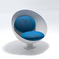 Modern Bar Stool With White Frame And Blue Cushion Stylish Design 3d model
