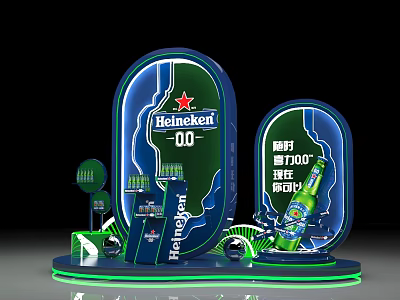 Heineken 00 Promotional Display Stand With Beer Bottle And Brand Logo 3d model