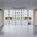 Modern Hotel Lobby Interior Design With Large Glass Windows Marble Floor And Front Desk