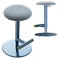 Modern Bar Stools With Gray Padded Seat Metal Legs And Round Base Design