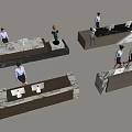 Stylish Modern Reception Desk Design With Marble Countertop And Wooden Accents