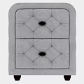 Gray Chest of Drawers With Quilted Design Two Drawers Gold Knobs And Black Casters