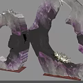 Elegant Decorative Ornament Set Featuring Amethyst Crystal Curved Design With Wooden Base
