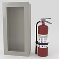 Fire Safety Equipment With Red Fire Extinguisher And Grey Storage Cabinet