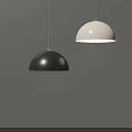 Modern Black and White Hemispherical Pendant Lights in Gray Minimalist Decor