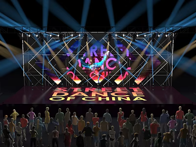 Dance of China Stage Performance With Vibrant Lighting And Audience Crowd 3d model
