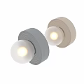 Modern Wall Sconce With Round White Globe And Ribbed Beige Backplate 3d model