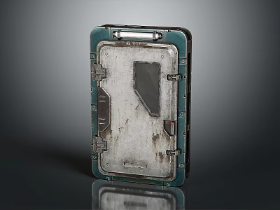 Vintage Metal Case With Green Frame Worn Surface Handle And Reflection 3d model