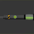 Handheld Medical Probe Tool With Black Body Yellow Stripes Green Section And Red Indicator Light