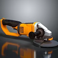 Yellow And Black Electric Angle Grinder With Handle And Grinding Wheel