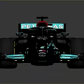 Black And Teal Formula 1 Racing Car With Aerodynamic Design And Sponsor Logos