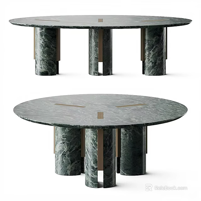 Elegant Round Modern Marble Table With Cylindrical Legs And Smooth Top 3d model 