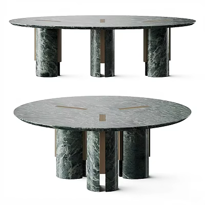 Elegant Round Modern Marble Table With Cylindrical Legs And Smooth Top 3d model